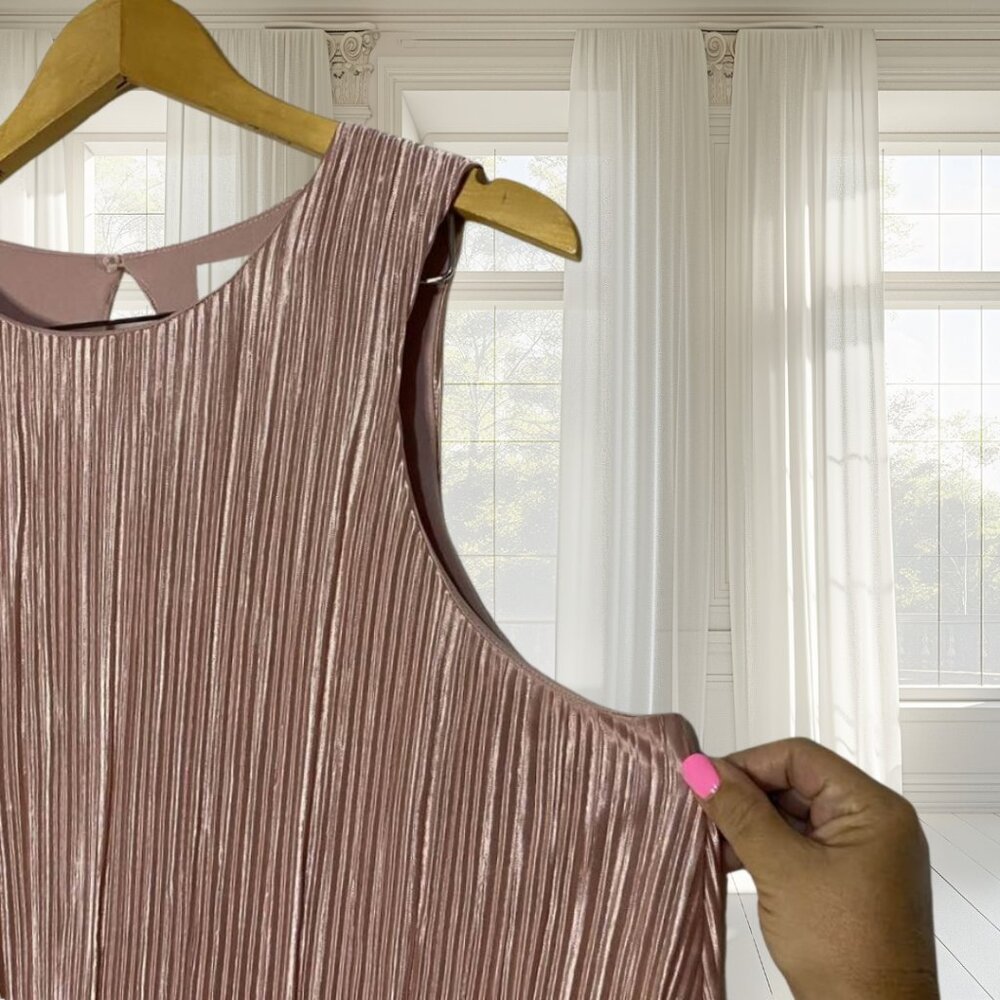 NWT A New Day Blush Pink Pleated Swing Top Sleeveless Keyhole Back Large - Picture 8 of 15